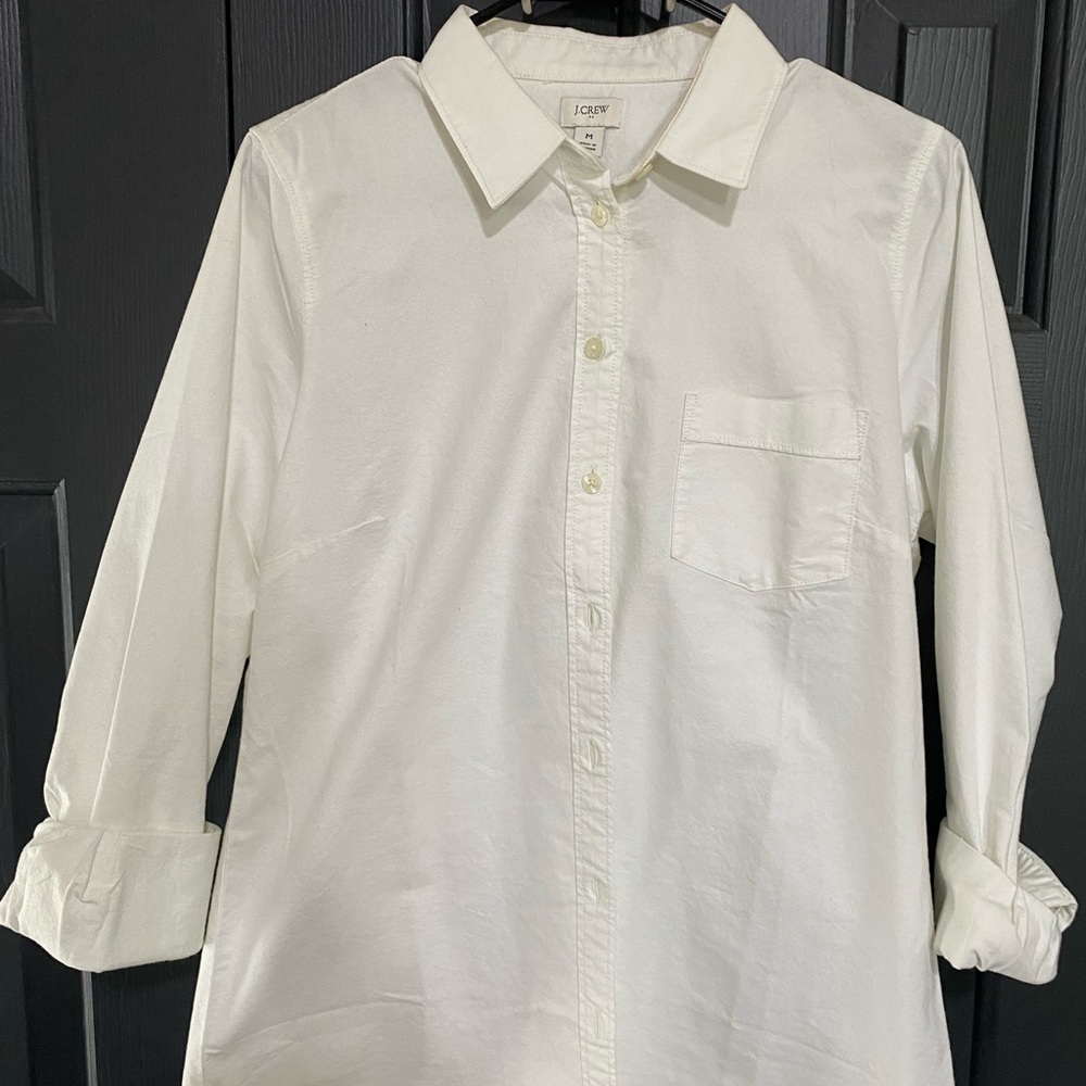 J. Crew White Casual Button Down Shirt
